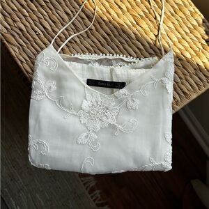 ZARA White Lace Detail Top
